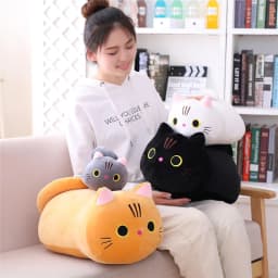 Kawaii Cat Long Pillow Sofa Cushion Plush Toy Stuffed Cartoon Cat Animal Doll for Lovely Gift