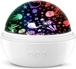 Kids Night Light 360° Rotating Starry Night Light Projector for Baby, Ocean Wave Projector for Kids Bedroom Decoration