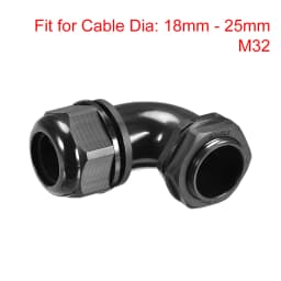Uxcell 2 Pcs M16 M20 M25 M32 Cable Gland 90 Degree Waterproof Joint for 4-7mm 6-10mm 6-11mm 9-14mm13-18mm Dia Cable Black
