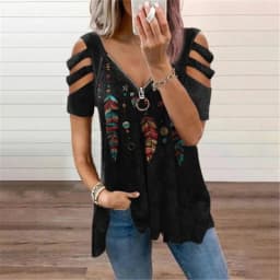 New Summer Cold Shoulder Leopard Print Zipper V-Neck Loose Casual Ladies Shirt Tops Spring Sexy Women Blouse 2022 New Clothes