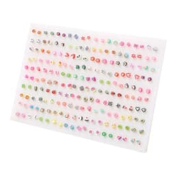 100/36Pair Colorful Fruit Flower Heart Star Crystal Stud Earrings Set Women Girls Small Plastic Geometric Crown Earrings Jewelry