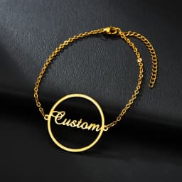 Atoztide New Customized Name Bracelet Personalized Thick Chain for Women Stainless Steel Gold Color Bangle Chrismas Gift 