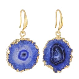 Irregular Druzy Quartz Stone Sunflower Drop EarRing for Women Dyed Color Reiki Healing Jewelry Purple