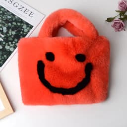 Cute Smiley Face Women Plush Shoulder Bag Soft Faux Fur Ladies Chain Messenger Bags Fashion Female Small Purse Handbags Bolsas가방