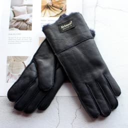 Women's Thickened Winter Sheepskin Fur Gloves Windproof Warm Outdoor Motorcycle Riding Color Leather Finger Gloves