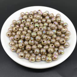 6 8 10mm AB Color Plating Acrylic Beads Loose Spacer Round Garment Jewelry Making DIY #RoLi
