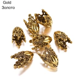 2 Pcs/set Gold Alloy Hollow Flower Beads Caps End Cap Connectors For Necklace Earrings DIY Jewelry Making Components Supplies