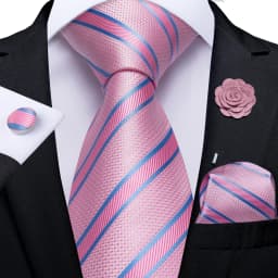Floral Pink Ties For Men Wedding Party Man Tie Handkerchief Brooch Cufflinks Set Men Accessories Gravata