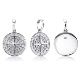 JINAO HIP HOP 925 Silver High Compass Quality Pendant&Necklace With 4mm Tennis Chain Men and Women Jewelry For Gift