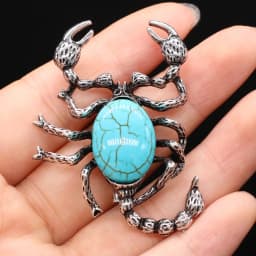 Natural Stone Shell Scorpion Brooch Pins Rose Quartzs Pendant for Women DIY Necklace or Dual Use Brooches Jewelry Accessories