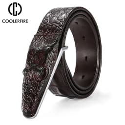 New Men Luxury Belts Snake Buckle Crocodile Patter Genuine Leather Belts for Men High Quality Vintage Brand Jeans Strap ZD2110