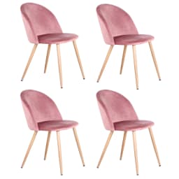 Set Of 4 / 6 Dining Chairs With Soft Velvet And Metal Feet Suitable for Kitchen Dining Room Living Room Lounge(Pink/Green/Blue))