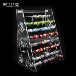 Acrylic Jewelry Display Stand Holder with Charm Rods for Rondelles Charms Earrings Pendant Trollbeads Spacers Storage Organizer
