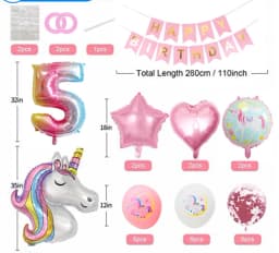 0-9 years old Birthday Decorations Unicorn Birthday Party Supplies Kit for Baby Shower Birthday Party unicorn theme party