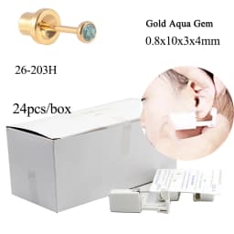 24PCS/Box Disposable Safety Kids Ear Piercing Device Bezel Crystal Studs Bullet Buckle No Sharp Body Piercing Jewelry Suit Baby