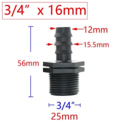 4Pcs 1/2" 3/4" 1" Male Female Thread Connector To Barb 8mm 16mm 20mm 25mm 32mm PE Hose Adapter Garden Irrigation Watering System