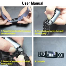 Stainless Steel Watchband Strap for Fitbit Charge 5 / Fitbit Charge 4 / Charge 3 SE Bands Metal Replacement Watch Bracelet Black