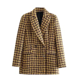Tweed Set Women Suits 2021 Two Piece Set Women Double Breasted Blazer High Waist Skirt Shorts Plaid Women Suit With Shorts