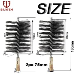 1pc Steel Wire Pipe Tube Brush Cleaning Tools Water Pipe M12 Steel Wire Pipe Tube Sweep Cleaning Chimney Hand Tools 18-75mm