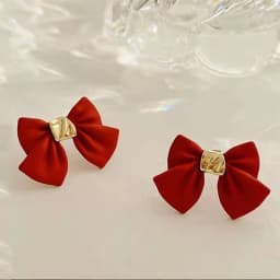 New Fashion Crystal Bow Knot Dangle Earrings For Women Red Pearl Heart Zircon Earring Christmas New Year Festival Jewelry Gifts