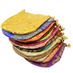 24pc Silk Brocade Jewelry Storage Bag Pouch Bag Small Satin Coin Purse Chinese Brocade Embroidered Drawstring Gift Bag for Ring