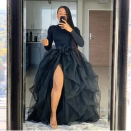 Women Tutu Long Skirt Front Split Layered Tulle Maxi Puffy Skirts Floor Length Wedding Night Out Party Club Clothes