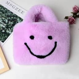 Cute Smiley Face Women Plush Shoulder Bag Soft Faux Fur Ladies Chain Messenger Bags Fashion Female Small Purse Handbags Bolsas가방