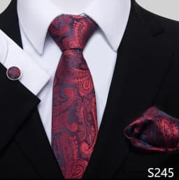 Newest Style Holiday Present 100% Silk Tie Pocket Squares Cufflink Set Necktie Men Dark Blue Wedding Accessories Office Cravat