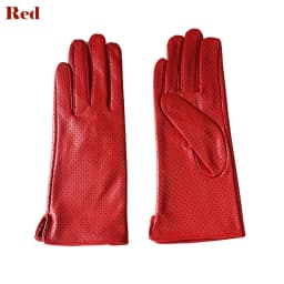 Summer Driving Women's Sheepskin Leather Gloves With Thin Silk Lining Sun Protection and Anti Slip Motorcycle Riding Gloves