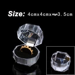 Transparent Diamond Wedding Engagement Ring Box Octagon Container Propose Marriage Rings Display Carrying Case Storage