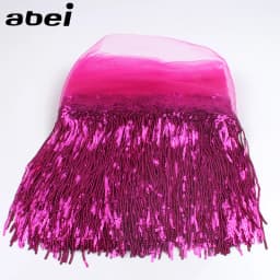 32cm 2yard Shining Mesh Fabric Lace Fringe Sequins Paillette Tassel Ribbon DIY Wedding Party Dance Dress Sewing Accessories