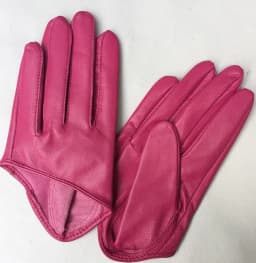 Women's natural sheepskin leather solid pink color half palm gloves female genuine leather fashion short driving glove R1171