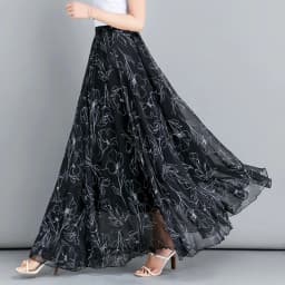 Female Summer Elegant Plus Size 4XL 5XL 6XL Fashion Polka Dot Black Chiffon Long Maxi Ladies Skirts for Womens