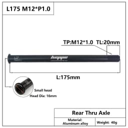 HEPPE MTB Road Bike Thru Axle Rear Hub Thru Axle Front Fork Shaft Skewers 12x100 12x110 12x142 12x148 M12xP1.0/P1.5/P1.75