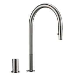 Pull Down Kitchen Sink Faucet Brushed Gunmetal Black Single Handle Double Hole Hot And Cold Sprayer Brass Countertop Mounted