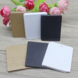 50pc Paper Stud Earring Card 5x4cm Brown/White DIY Jewelry Package Small Pendant Necklace Display Blank Card