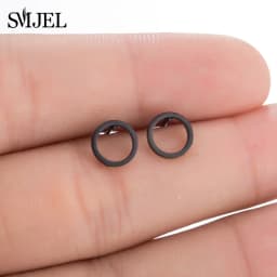 Multiple Black Stainless Steel Stud Earrings for Women Men Simple Volleyball Music Leaf Star Geometric Earings Jewelry Punk Gift