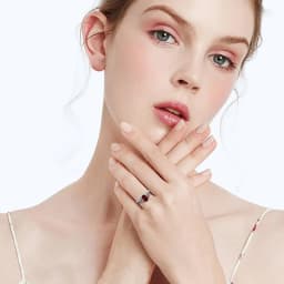 Original Female Ring 100% 925 Sterling Silver Oval Red Garnet Color Rings for Women Art Deco Revival Vintage Jewelry Wholesale