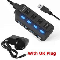 4 Ports USB 3.0 HUB 5Gbps High Speed Expander Multi USB Splitter Adapter with LED Lamp for PC Computer Laptop Accessories