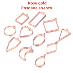 11Pcs/Lot 8 Colors Assorted Geometric Hollow Pressed Flower Frame Pendants Resin for Jewelry Making Necklace Pendant Bezel Mold