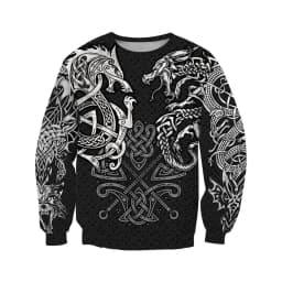 Fenrir Wolf And Dragon Tattoo 3D Printed Men Hoodies Sweatshirt Unisex Streetwear Zipper Pullover Casual Jacket Tracksuit KJ0197