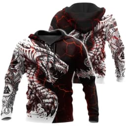 Black & White Tattoo Dragon 3D Printed Men Hoodies Sweatshirt Unisex Streetwear Zipper Pullover Casual Jacket Tracksuits KJ0192