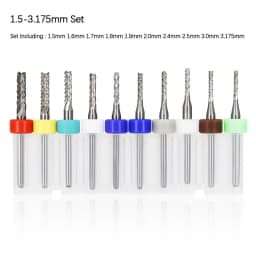 VACK 10Pcs/lot Endmill 0.5-3.175mm Corn Carbide Tungsten PCB Milling Cutter Set PCB Machine Router Bit Engraving End Mill Tools