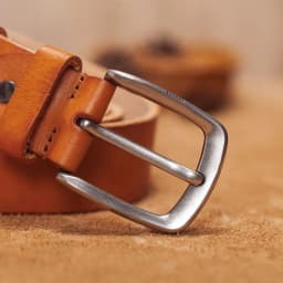 Men's Genuine Leather Belt for Men - Brown Cow Leather Strap with Pin Buckle, Vintage Style Belt for Jeans, Cintos Masculinos