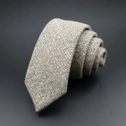 Classic Brown Grey Plaid Striped Wool Necktie Narrow Collar Slim Cashmere Tie For Man Suit Party Casual Accessory Cravat Gift