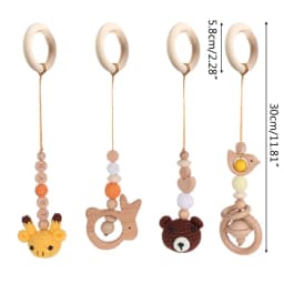 4 Pcs Beech Wood Baby Play Gym Frame Newborn Activity Fitness Rack Hanging Pendants Toys Crochet Rattle Teether Kids Room Decor