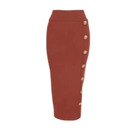 Spring New Women Bandage Skirts Elegant High Waist Midi Calf Gold Buttons Pencil Skirt High Street Office Lady Formal Clothing