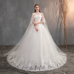 2026 Chinese Wedding Dress With Long Cap Lace Wedding Gown With Long Train Embroidery Princess Plus Szie Bridal Dress Customized