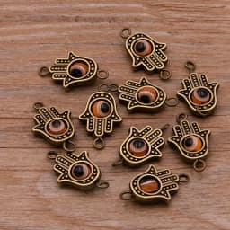 10PCS 13*22mm Fatima Hamsa Hand 10 Color Evil Eye Spacer Bead Connector For DIY Bracelets Necklace Jewelry Handmade Making