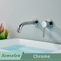 Bathroom Basin Faucet Brushed Golden Concealed Wall Mounted Faucet Tap 360 Rotation Single Handle Hot Cold Water Bath Mixer Tap